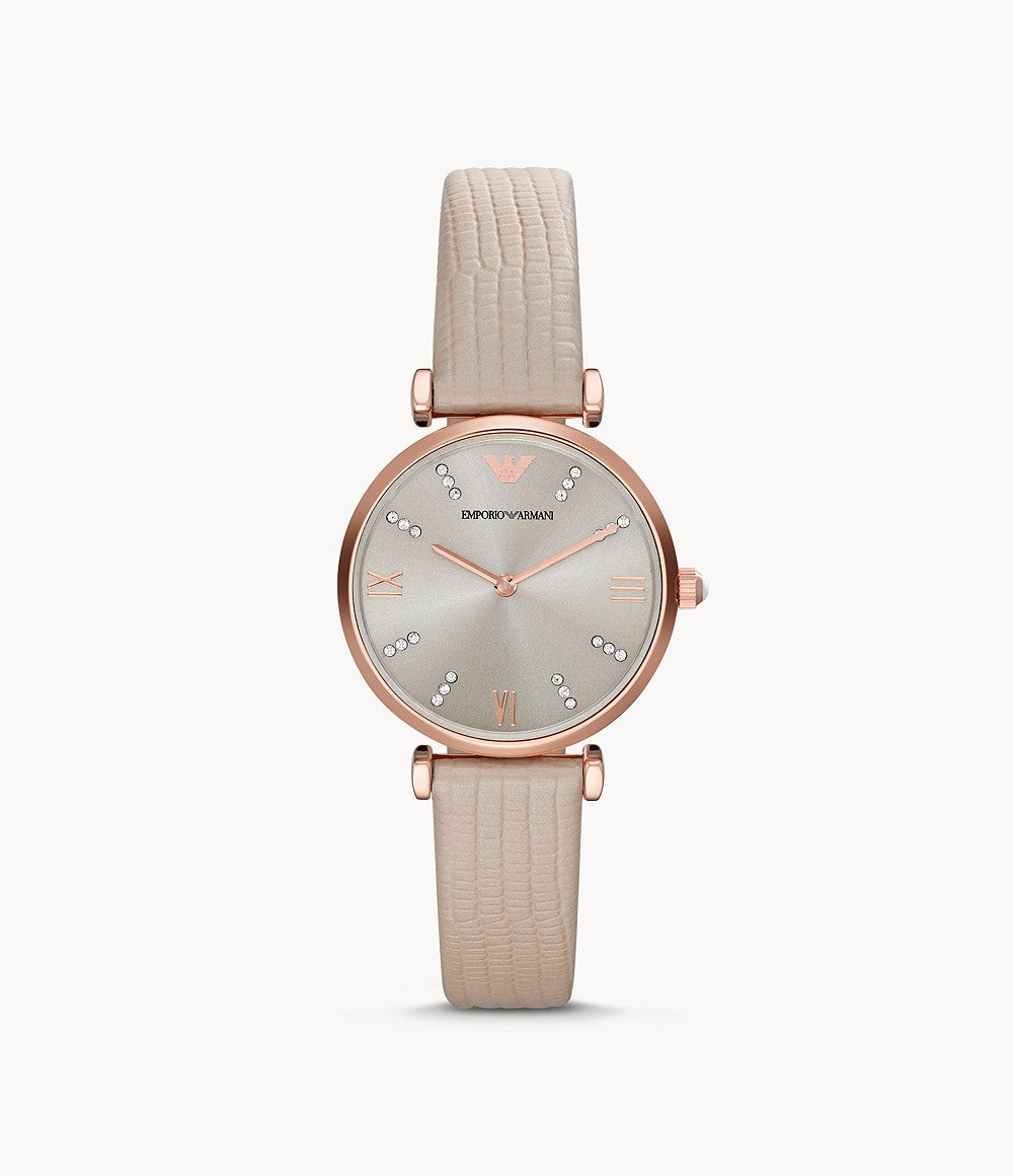 AR1681 Emporio Armani Women's Two-Hand Nude Leather Watch