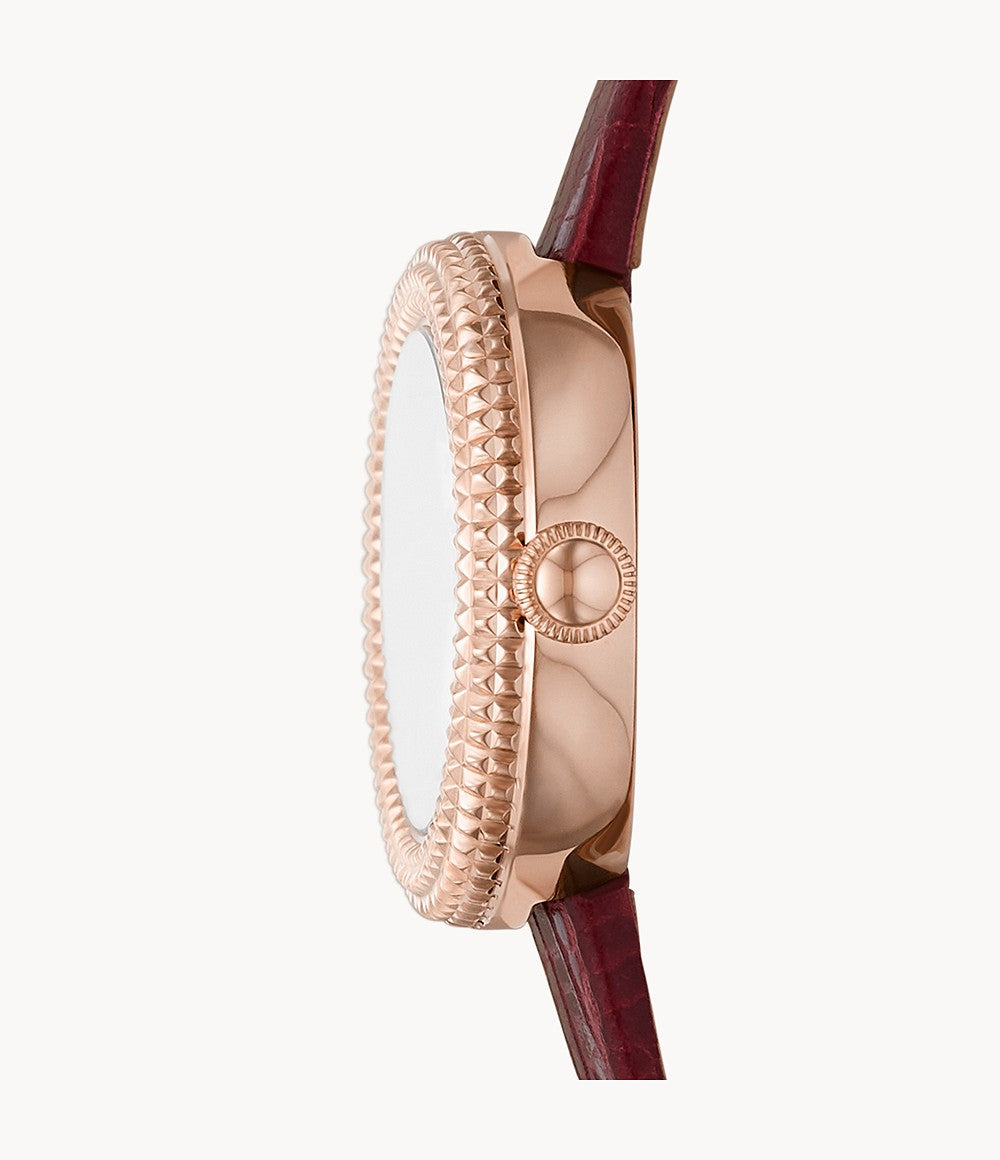 AR11417 Emporio Armani Two-Hand Burgundy Leather Watch