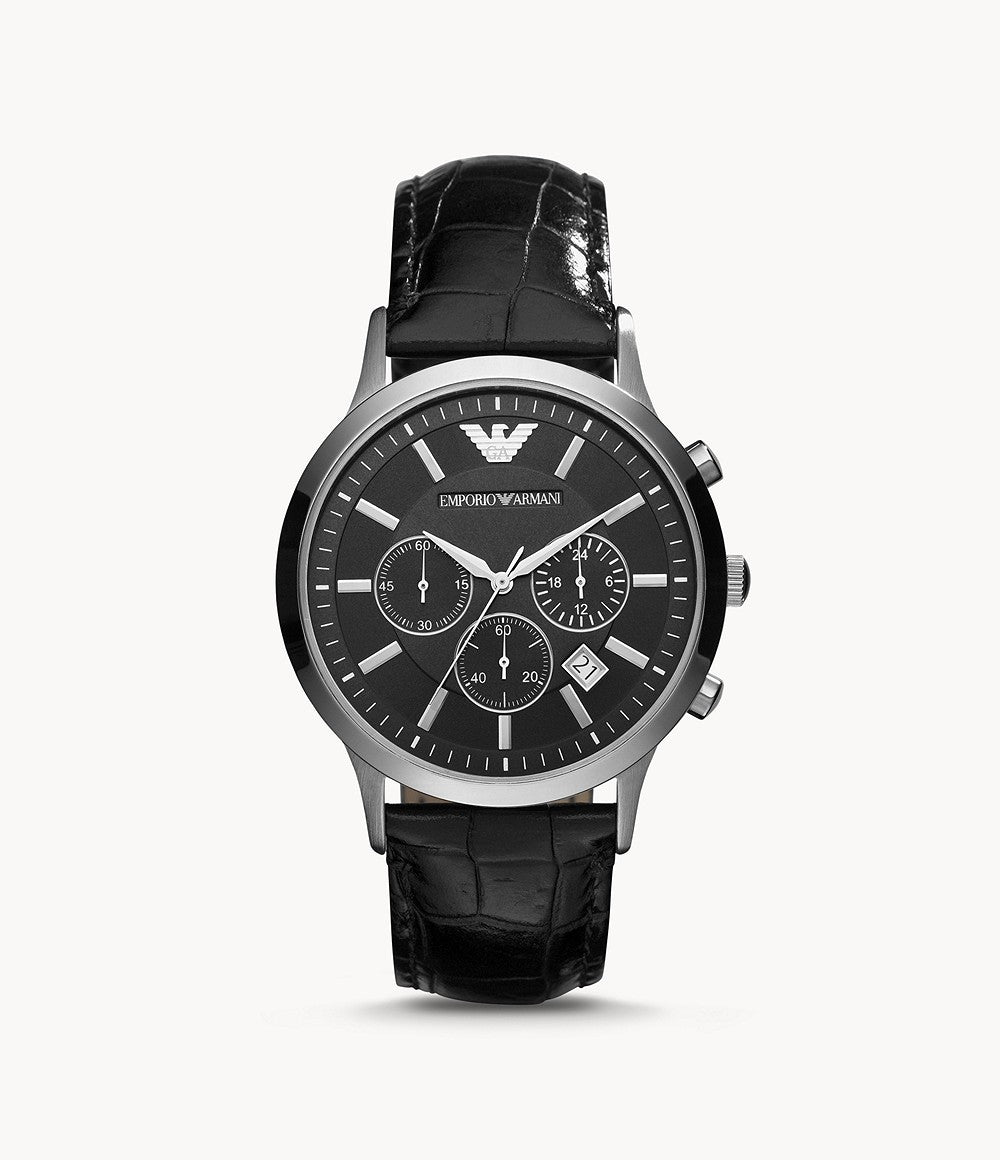 AR2447 Emporio Armani Men's Two-Hand Black Leather Watch