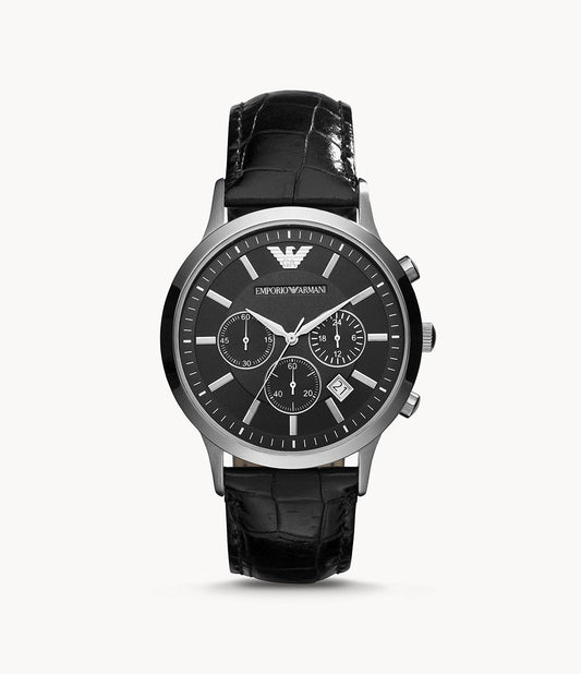 AR2447 Emporio Armani Men's Two-Hand Black Leather Watch