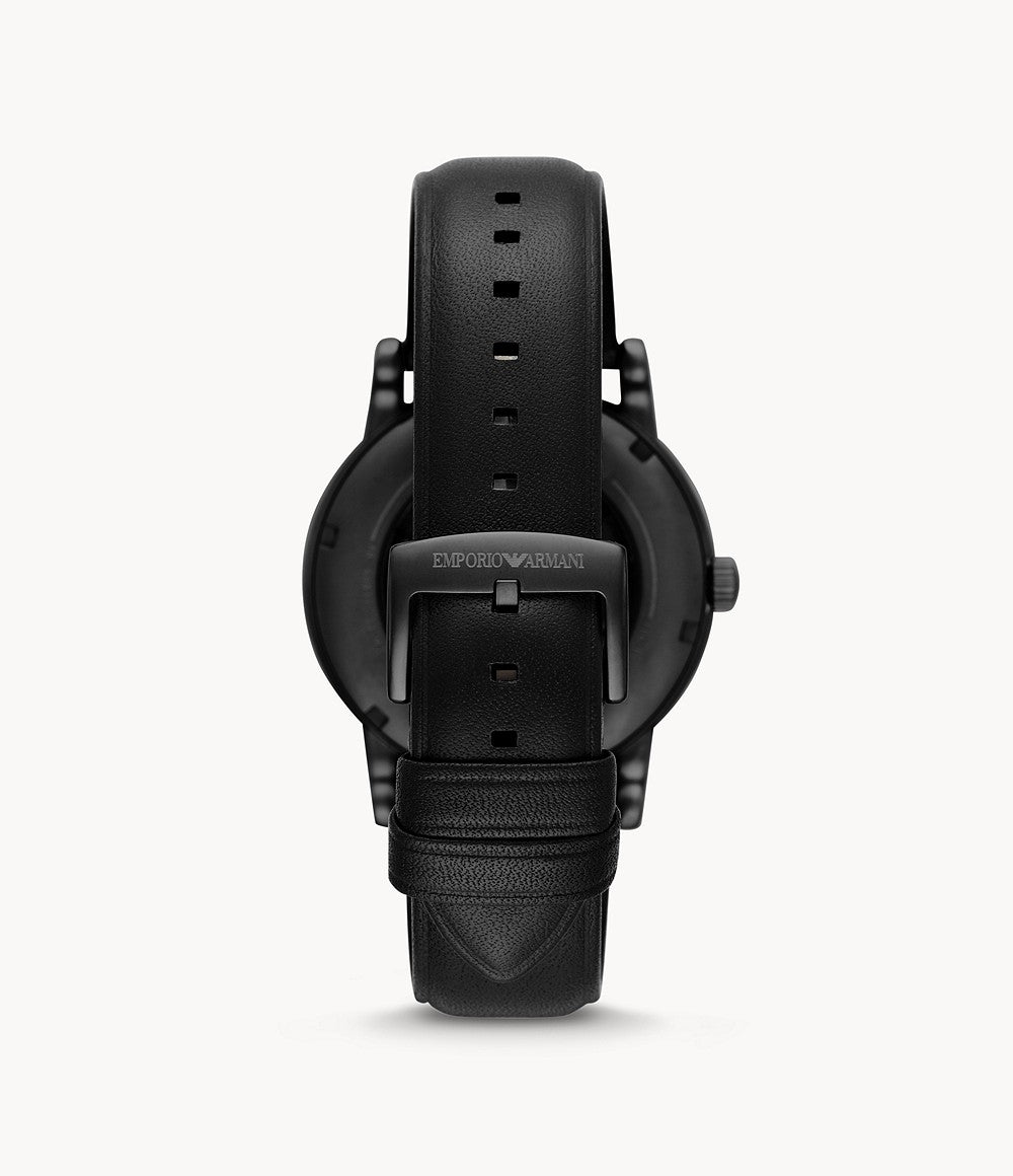 AR60012 Emporio Armani Men's Automatic Black Leather Watch