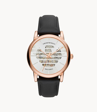 AR60031 Emporio Armani Three-Hand Black Leather Watch