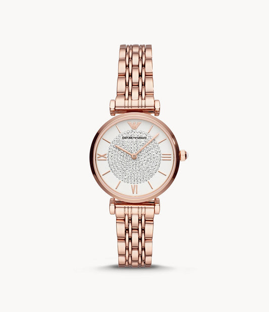 AR11244 Emporio Armani Women's Two-Hand Rose Gold-Tone Steel Watch