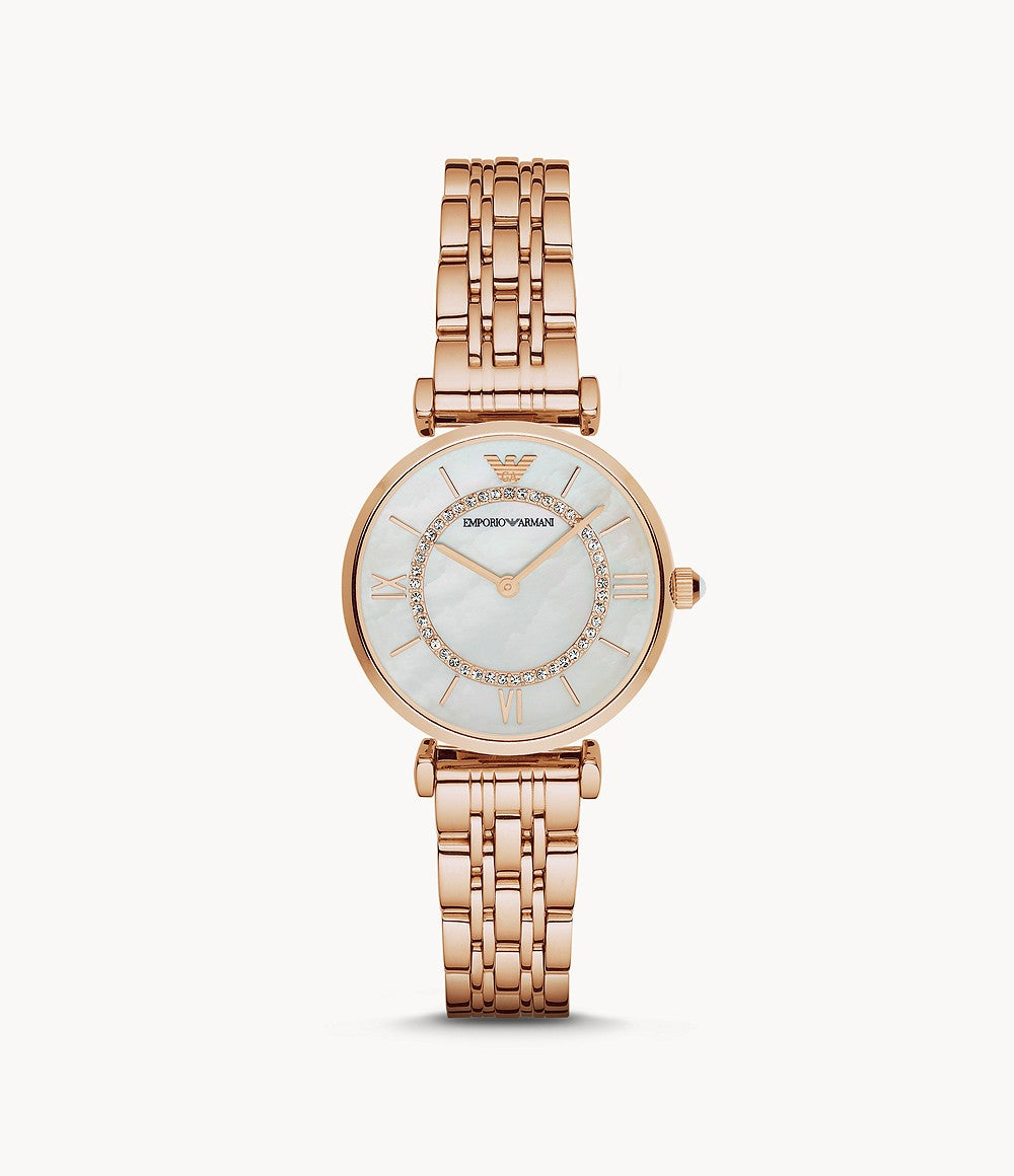 AR1909 Emporio Armani Women's Two-Hand Rose Gold-Tone Steel Watch