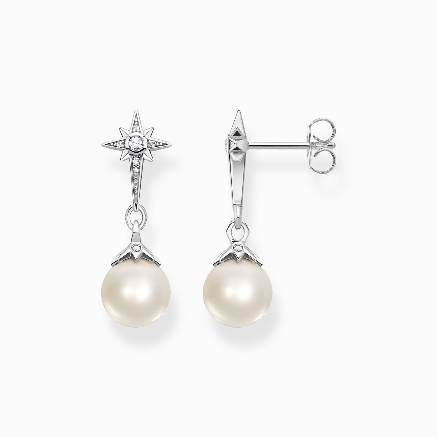 Earrings pearl star silver H2118-167-14