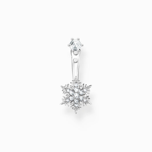 Single ear stud snowflake with white stones silver H2255-051-14