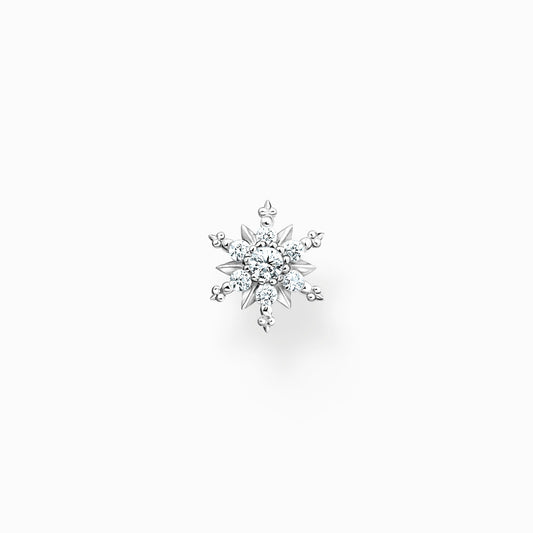 Single ear stud snowflake with white stones silver H2260-051-14