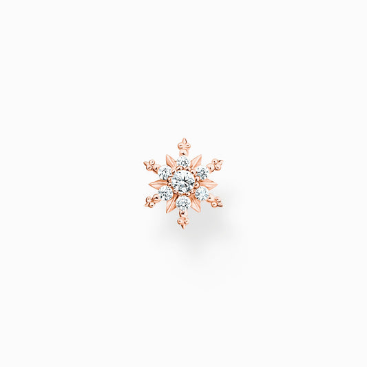 Single ear stud snowflake with white stones rose gold H2260-416-14