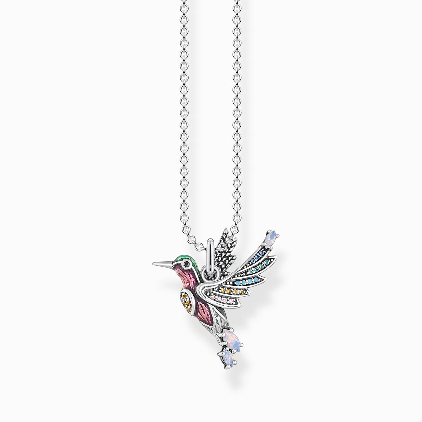 Necklace colourful hummingbird silver KE1969-340-7-L42V