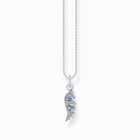 Necklace phoenix wing with blue stones silver KE2168-644-1-L45V