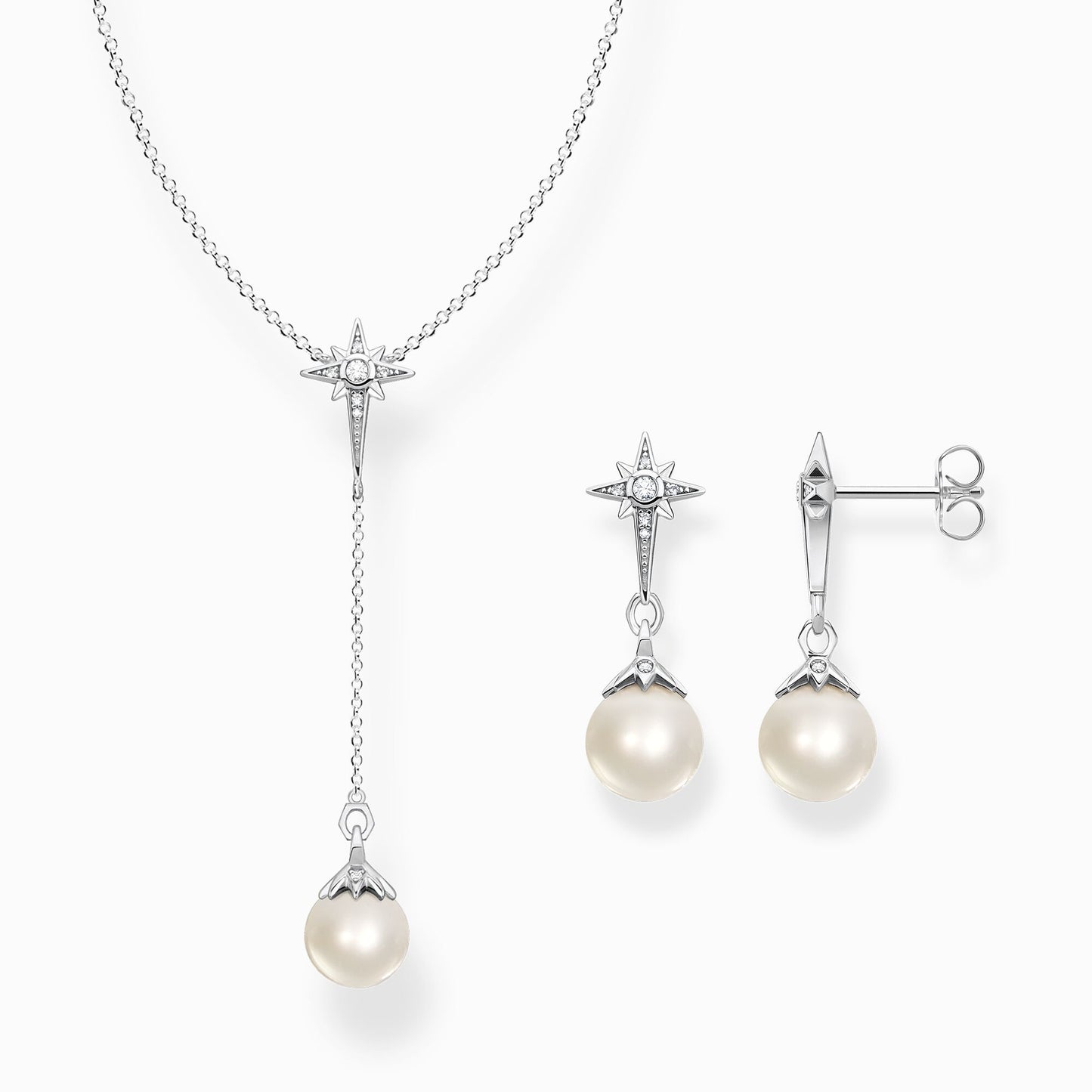 Earrings pearl star silver H2118-167-14