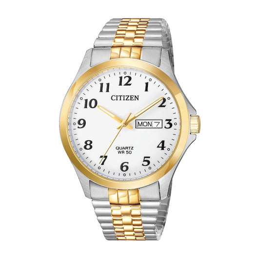 Citizen Men's Quartz Two-Tone Expansion Watch with White Dial BF5004-93A