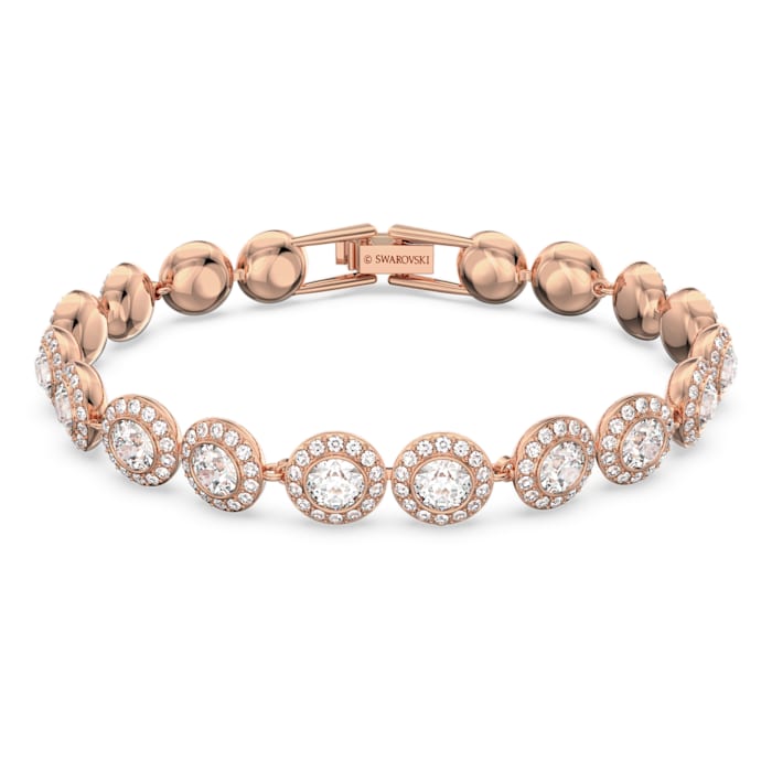 Angelic bracelet Round cut, Pavé, Medium, White, Rose gold-tone plated 5240513