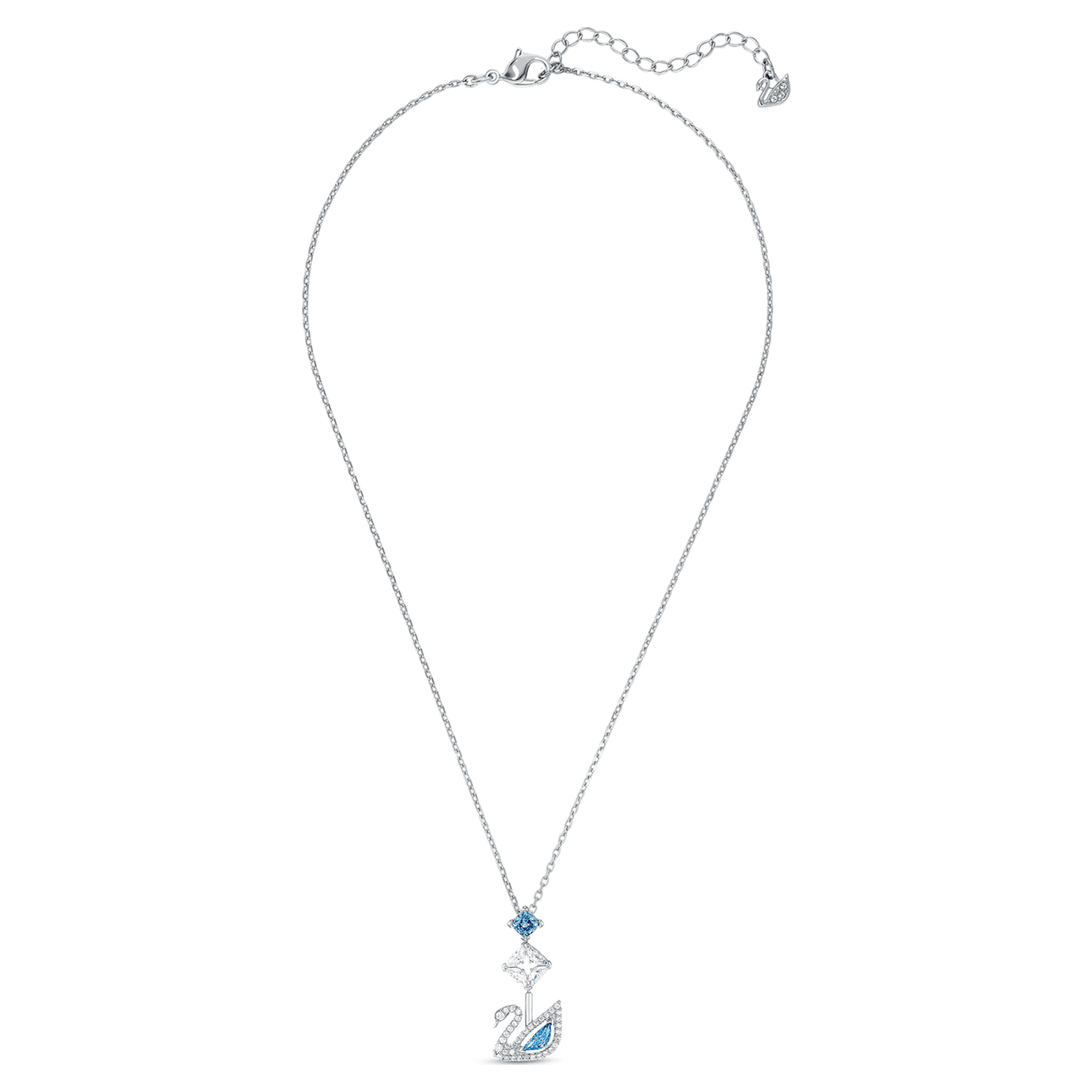 Dazzling Swan necklace Swan, Blue, Rhodium plated