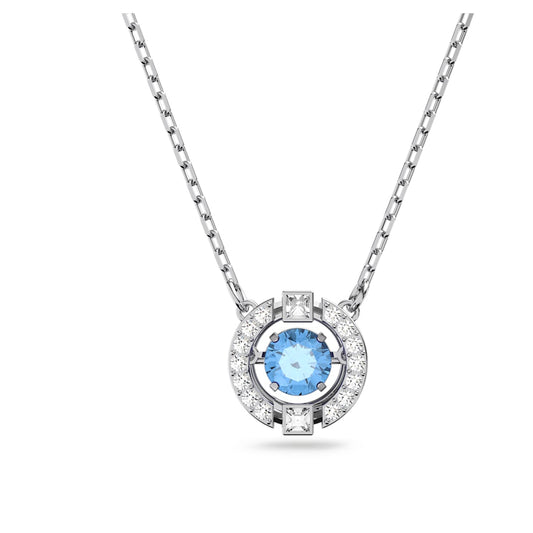 Swarovski Sparkling Dance necklace Round, Blue, Rhodium 5279425