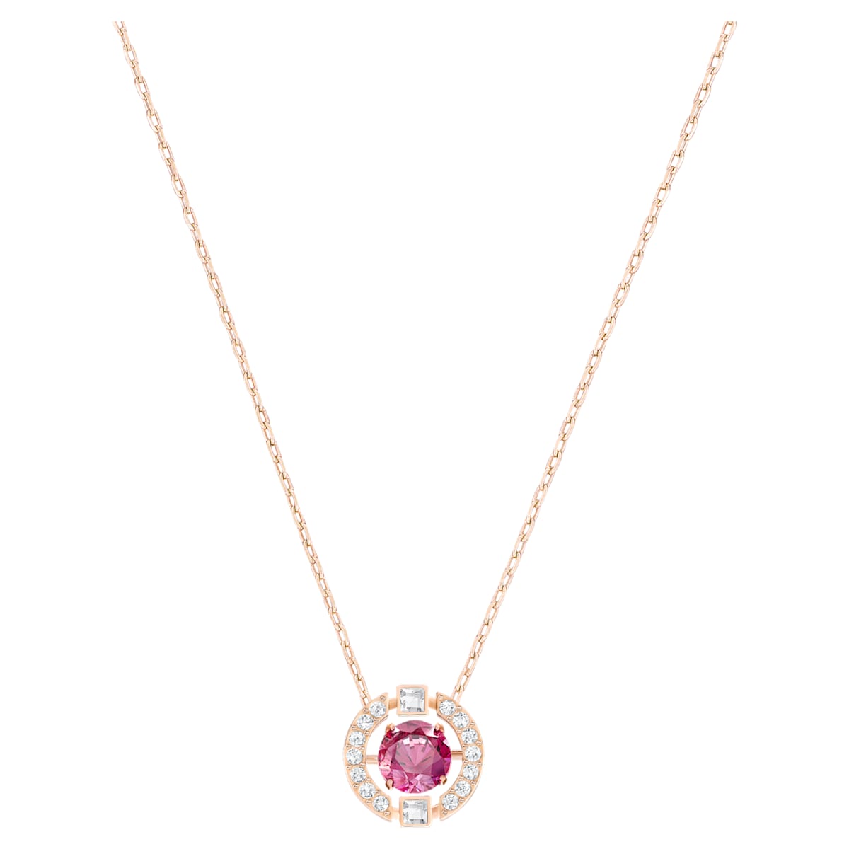 Swarovski Sparkling Dance necklace Round, Red, Rose-gold tone plated