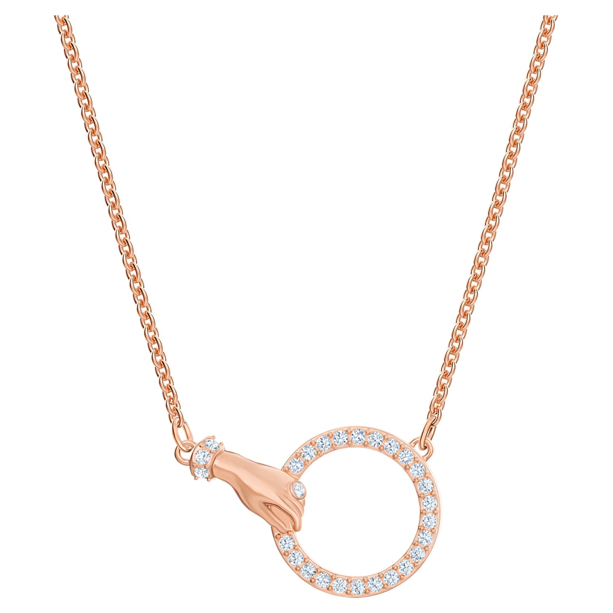 Swarovski Symbolic necklace Hand, White, Rose-gold tone plated 5489573