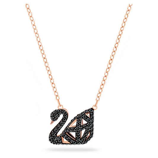 Facet Swan necklace Swan, Black, Mixed metal finish 5281275