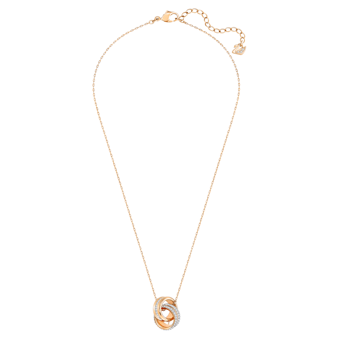 Further pendant Pavé, Intertwined circles, White, Rose gold-tone plated 5240525