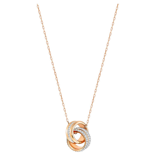 Further pendant Pavé, Intertwined circles, White, Rose gold-tone plated 5240525