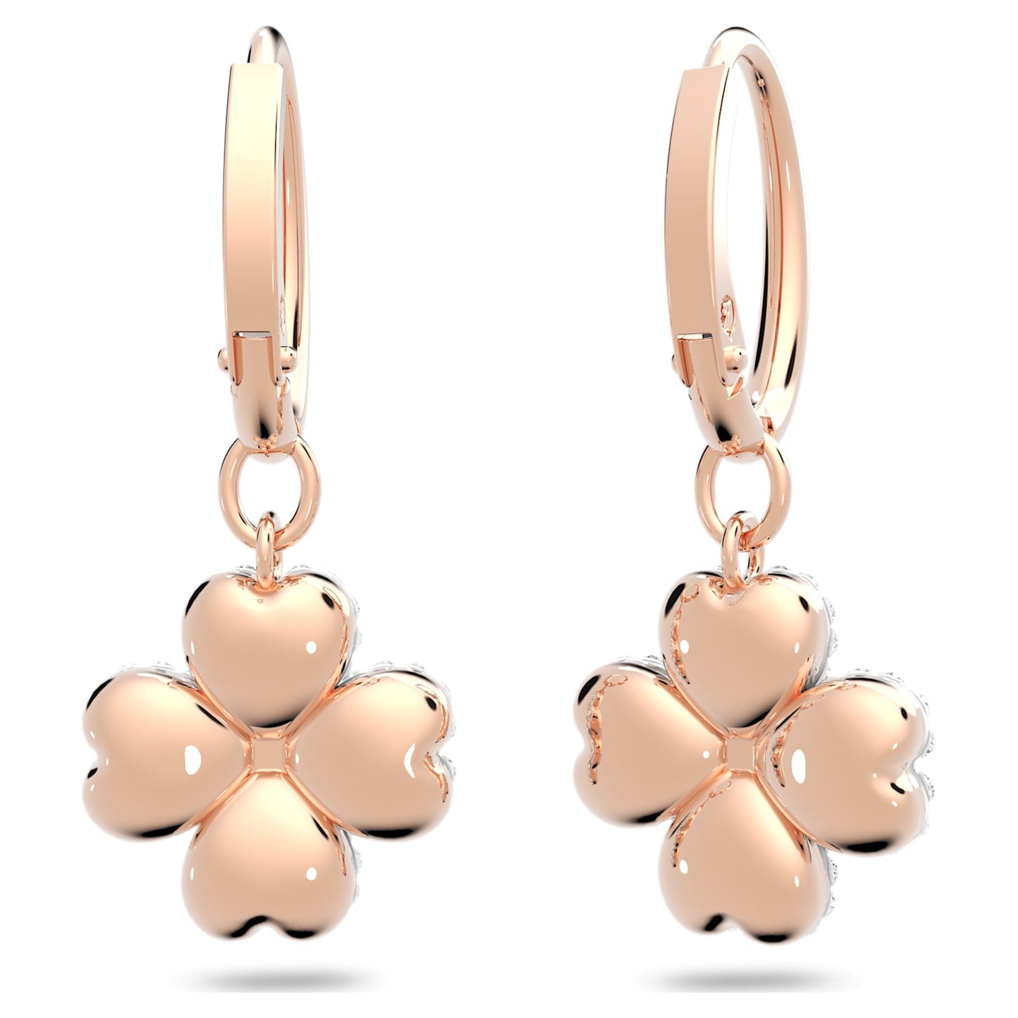 Latisha drop earrings Flower, White, Rose gold-tone plated 5636517