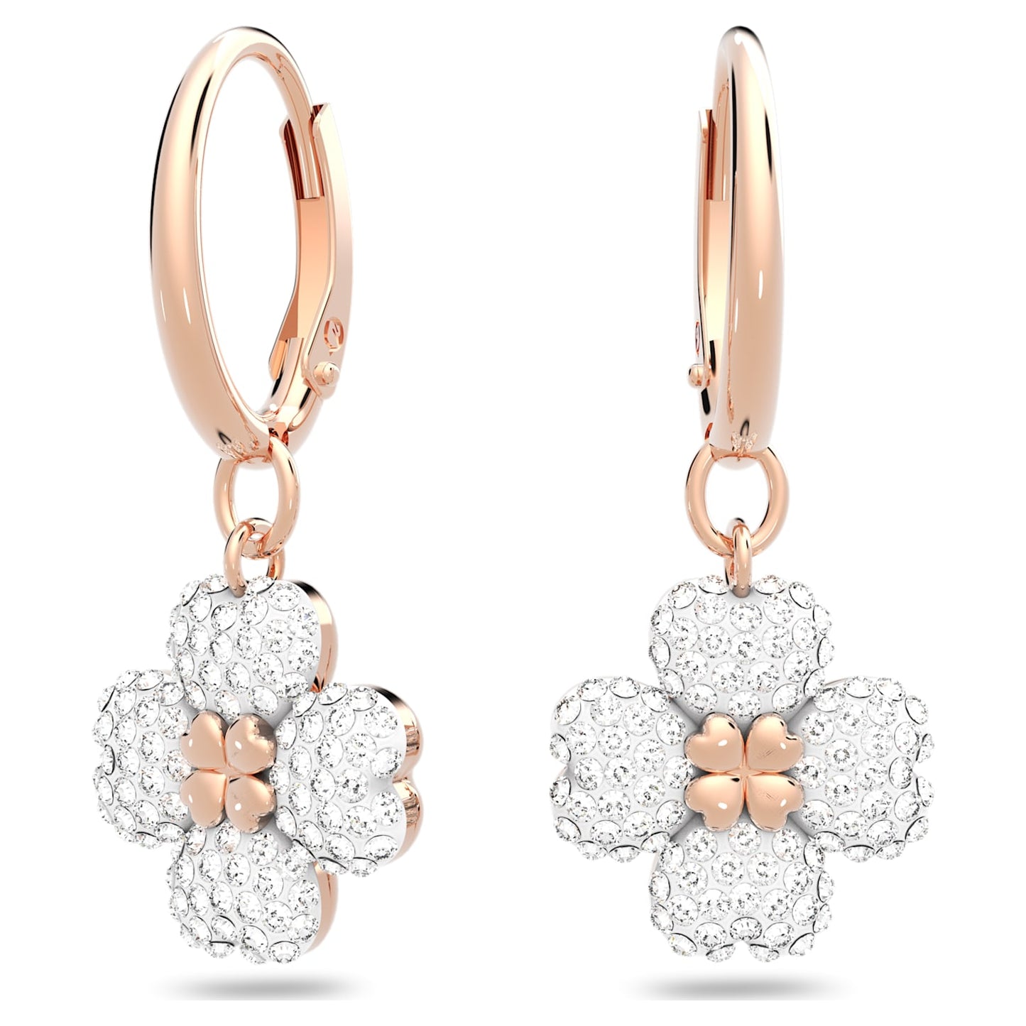 Latisha drop earrings Flower, White, Rose gold-tone plated 5636517