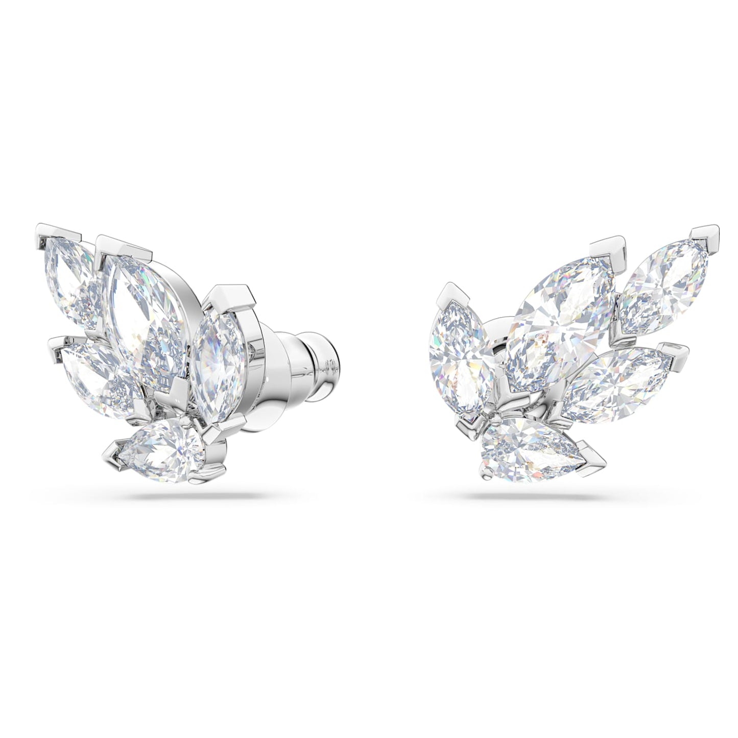 Louison stud earrings Leaf, White, Rhodium plated 5646728