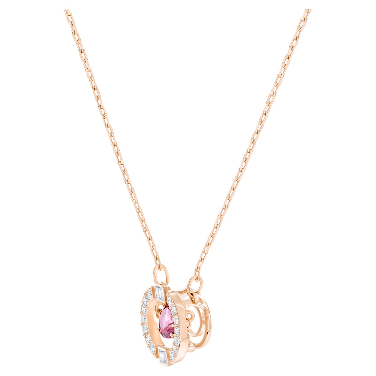 Swarovski Sparkling Dance necklace Round, Red, Rose-gold tone plated