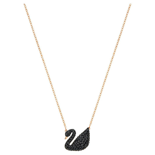 Swarovski 5204134 Iconic Swan pendant Swan, Black, Rose-gold tone plated