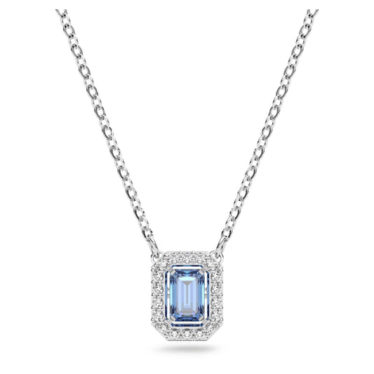 Millenia necklace Octagon cut Swarovski Zirconia, Blue, Rhodium plated 5614926