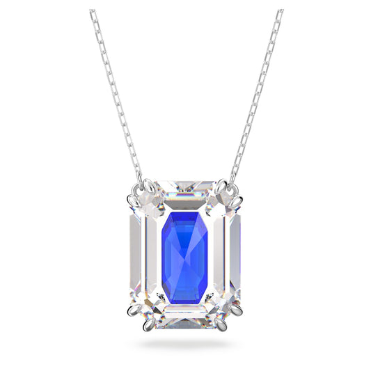 Chroma pendant Octagon cut crystal, Blue, Rhodium plated 5600625
