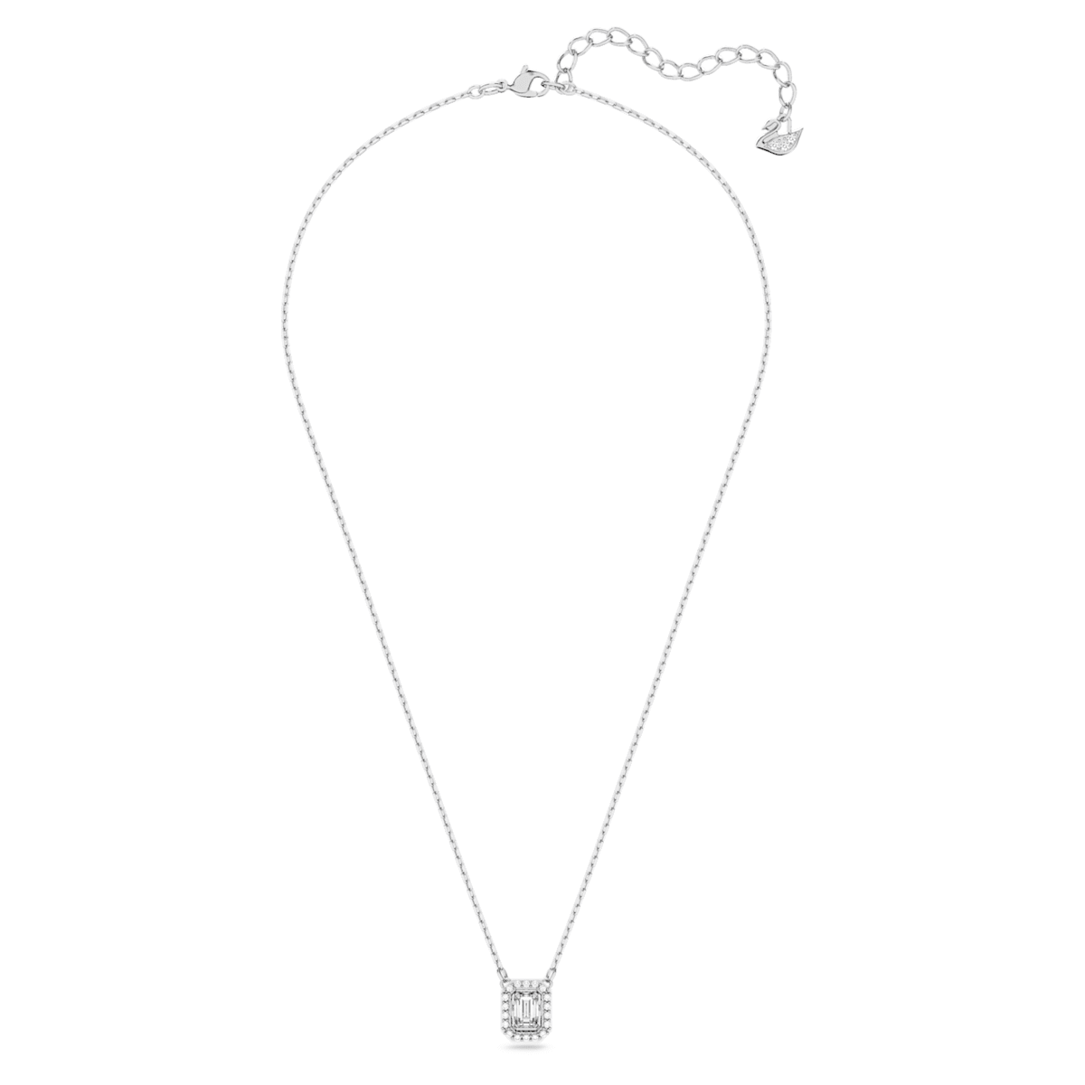 Millenia necklace Square cut Swarovski Zirconia, White, Rhodium plated