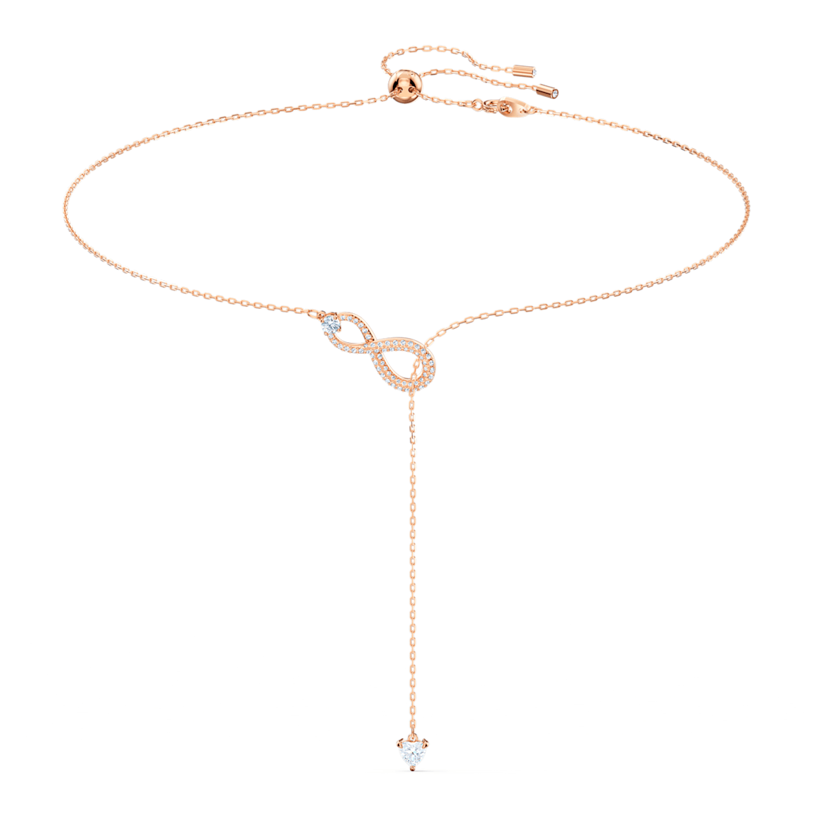 Swarovski Infinity Y necklace Infinity, White, Rose-gold tone plated