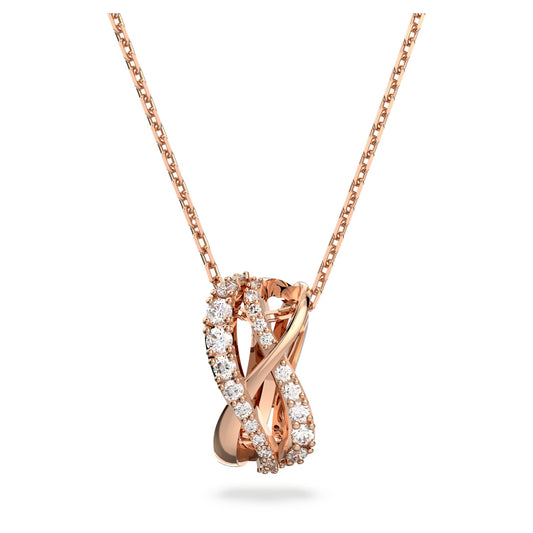 Twist necklace White, Rose gold-tone plated